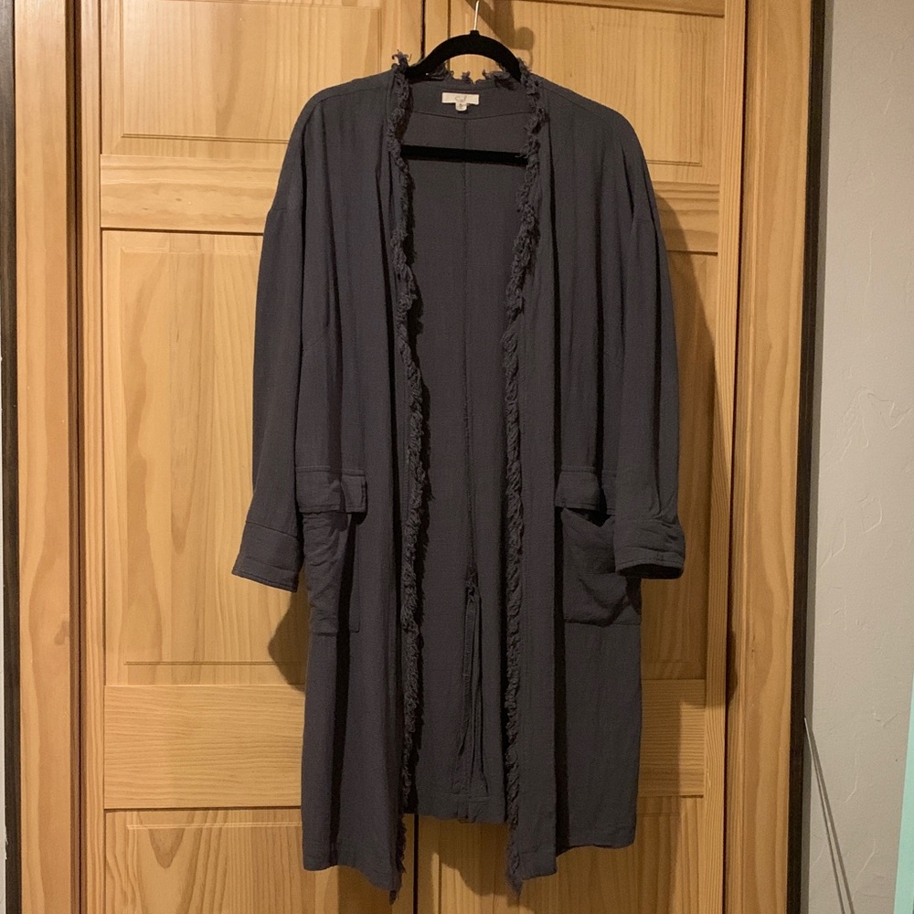 Easel Charcoal Open Duster with Pockets